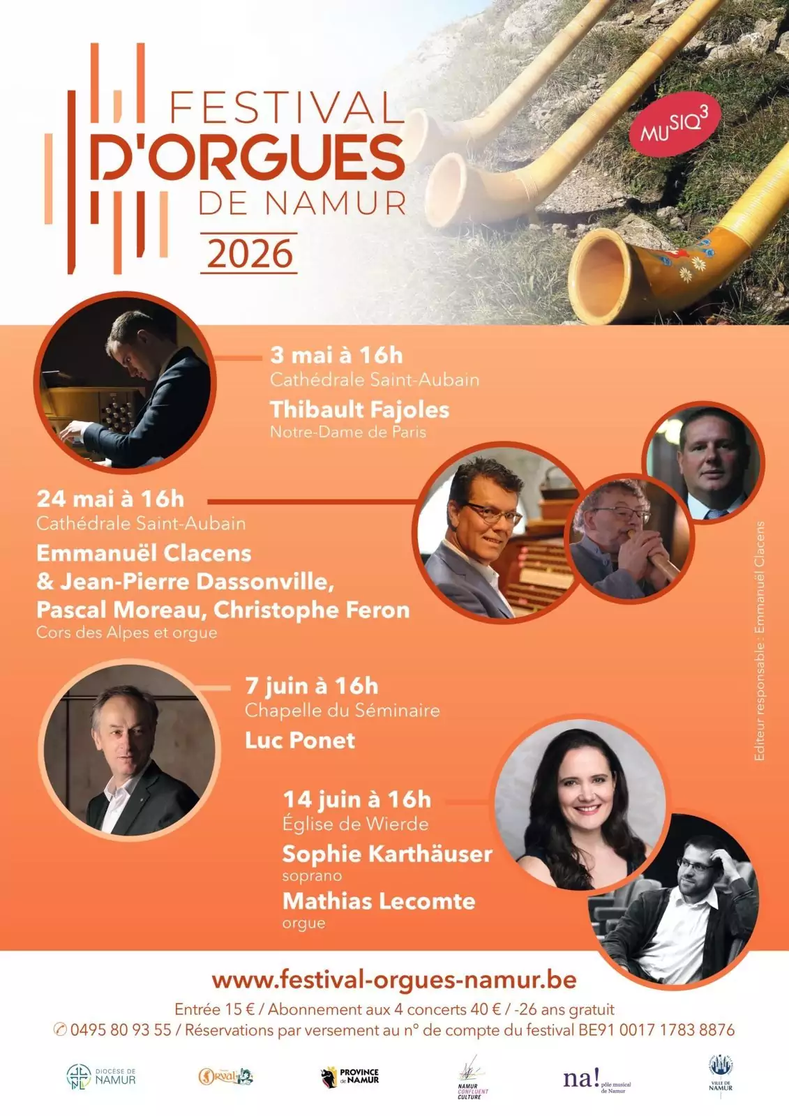 Festival d’orgues de Namur 2026 : quand la musique fait vibrer le patrimoine